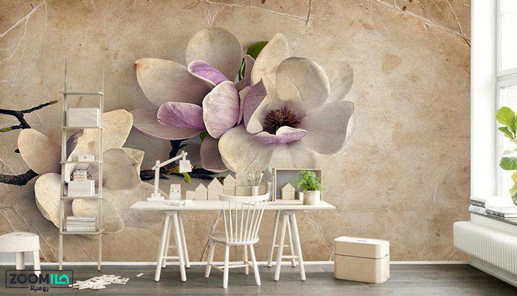 طرح گل کاغذ دیواری سه بعدی
