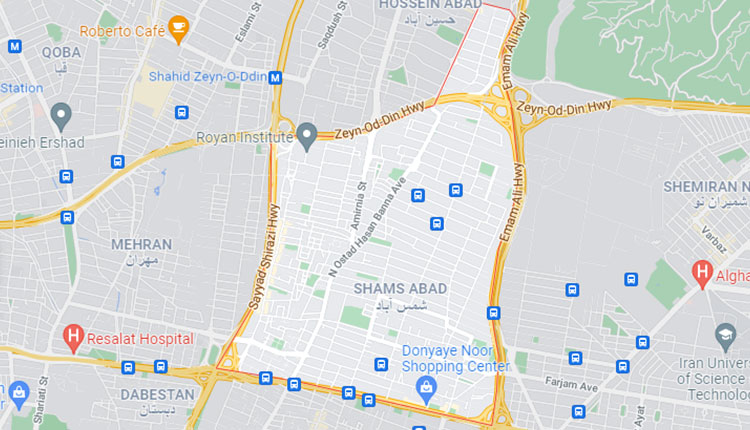 شمس آباد تهران نقشه